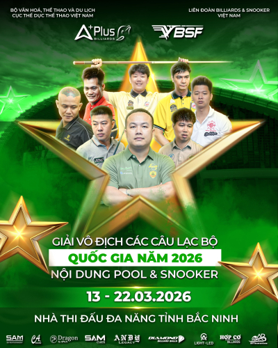 POOL 10 BI: GIẢI VÔ ĐỊCH CÁC CÂU LẠC BỘ QUỐC GIA NĂM 2026