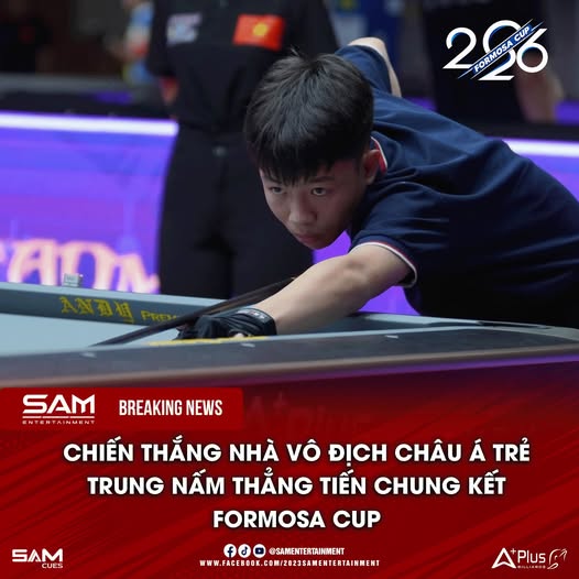 Nguyễn Tiến Trung thắng 8-6 ở bán kết, chính thức vào chung kết Junior tại Formosa Cup International Pool Open 2026