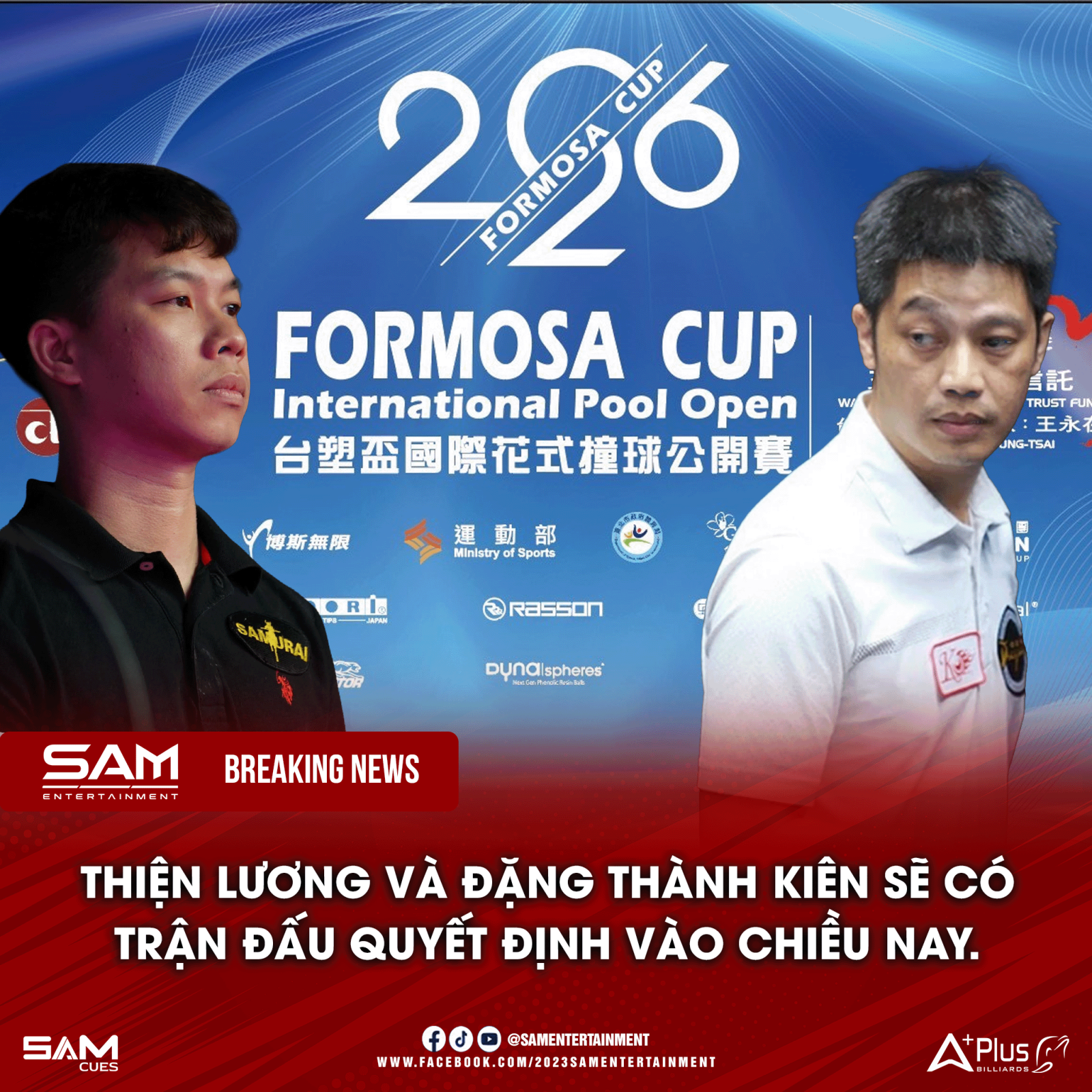 Lường Đức Thiện và Đặng Thành Kiên bước vào những trận đấu quyết định tại Formosa Cup 2026