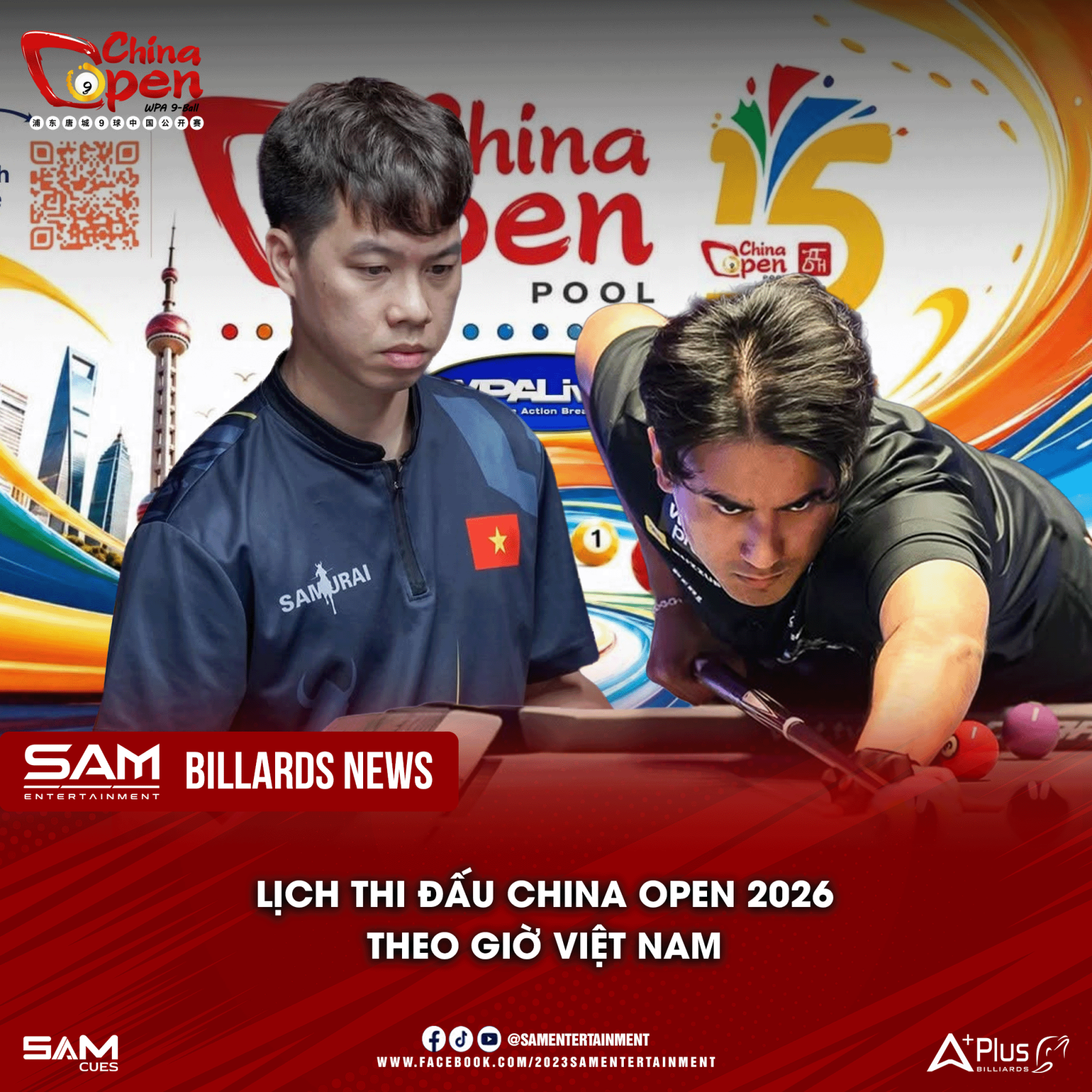 Lịch thi đấu China Open 2026 ngày 10/09: Thiện Lương tái đấu Kyle Amoroto tại nhánh thắng