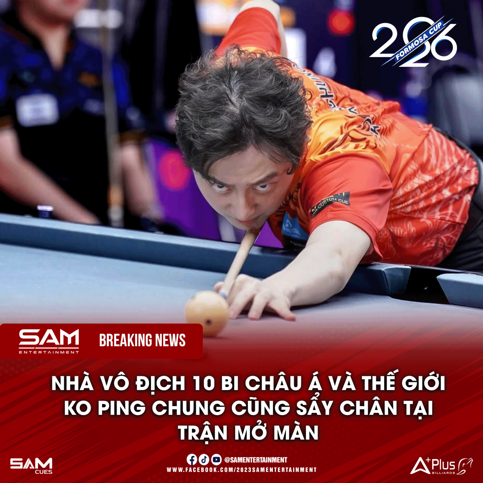 Ko Ping Chung sảy chân ngay trận mở màn Formosa Cup International Pool Open 2026