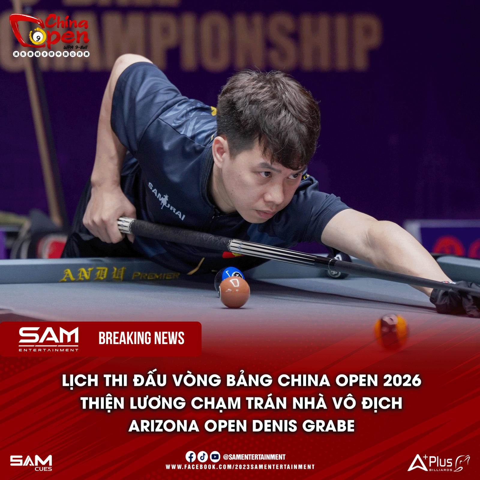 Lường Đức Thiện chạm trán Denis Grabe tại vòng bảng China Open 2026