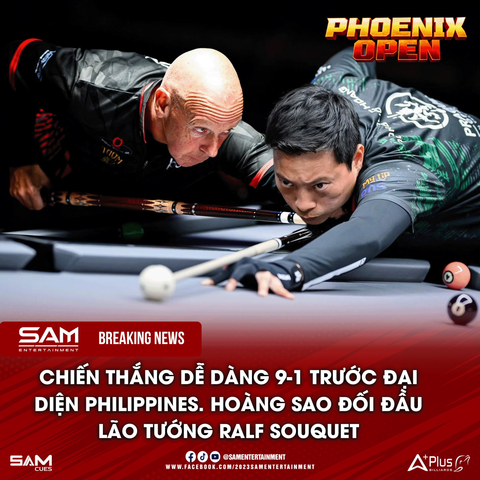 Hoàng Sao thắng đậm 9-1, đối đầu “lão tướng” Ralf Souquet ở trận tiếp theo