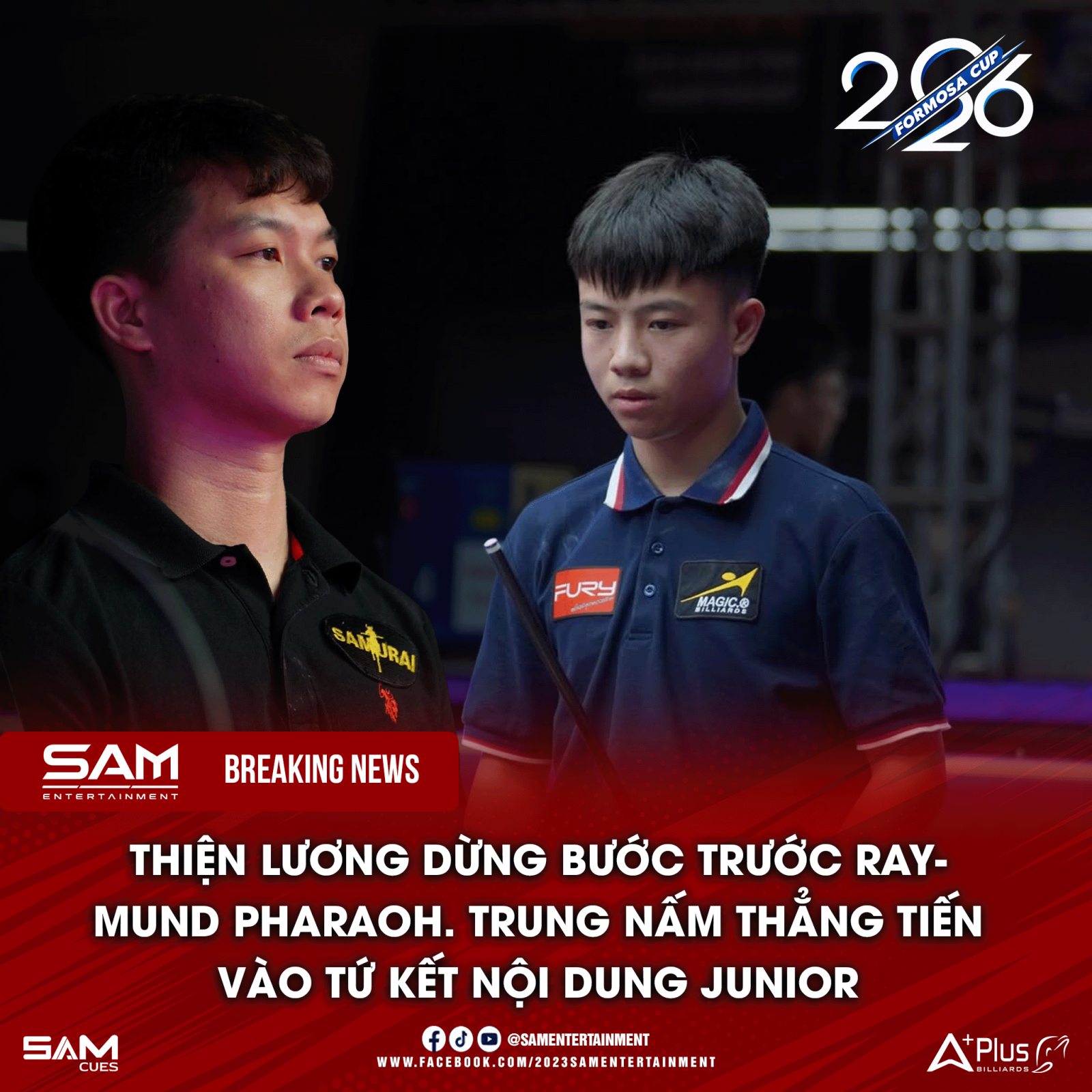 Thiện Lương dừng bước, Trung Nấm tiến vào Tứ kết Junior tại Formosa Cup 2026