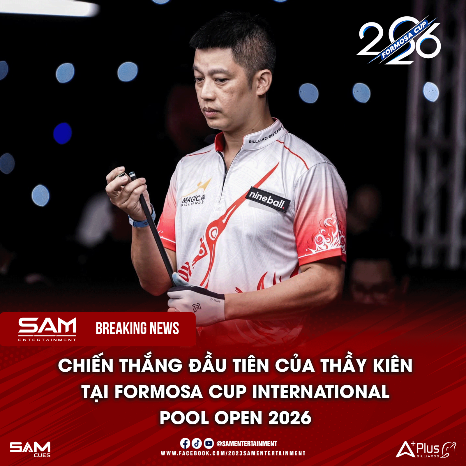 Đặng Thành Kiên thắng đậm 9-2, tiếp tục hành trình tại Formosa Cup 2026