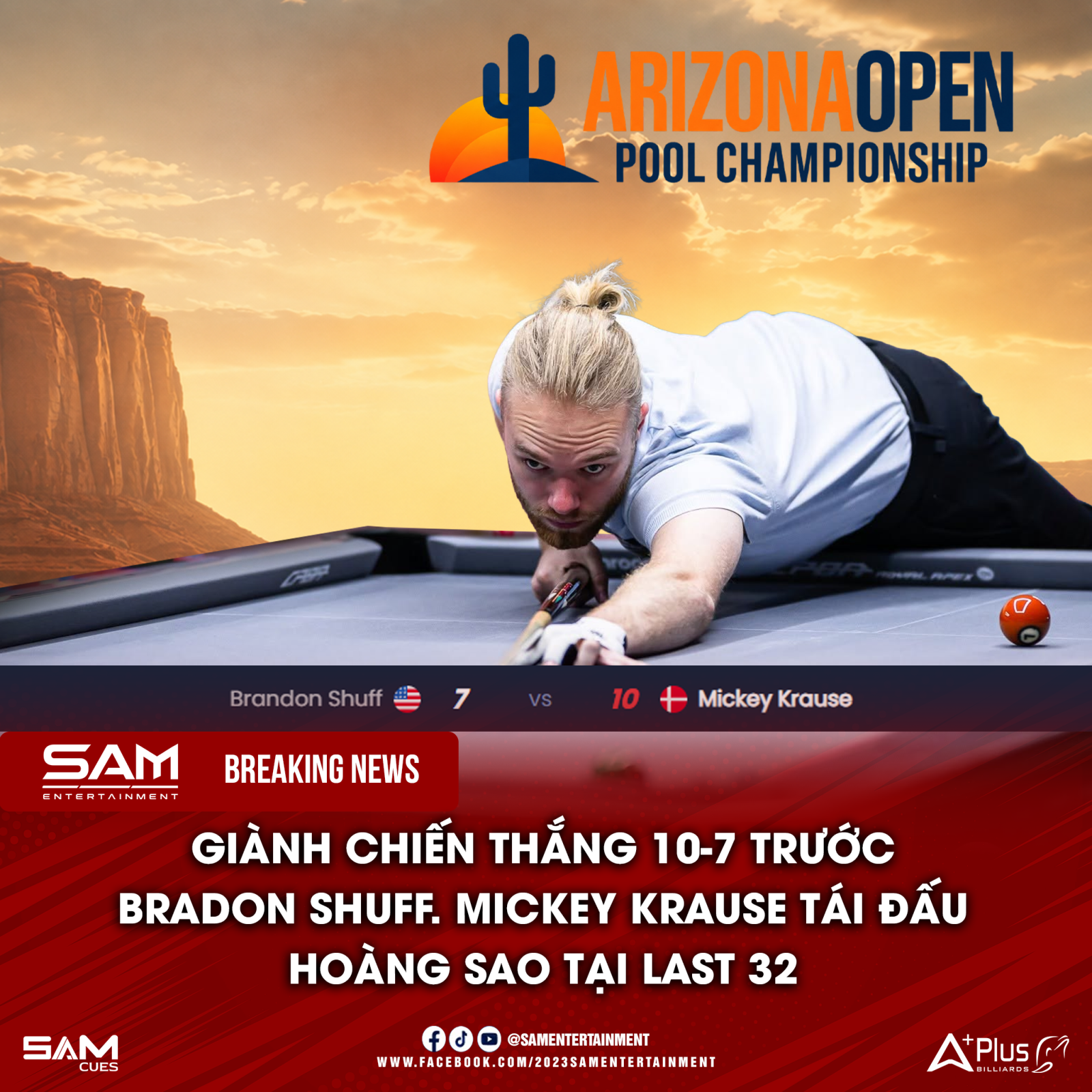 MICKEY KRAUSE CHÍNH THỨC TÁI ĐẤU HOÀNG SAO TẠI LAST 32 ARIZONA OPEN 2026