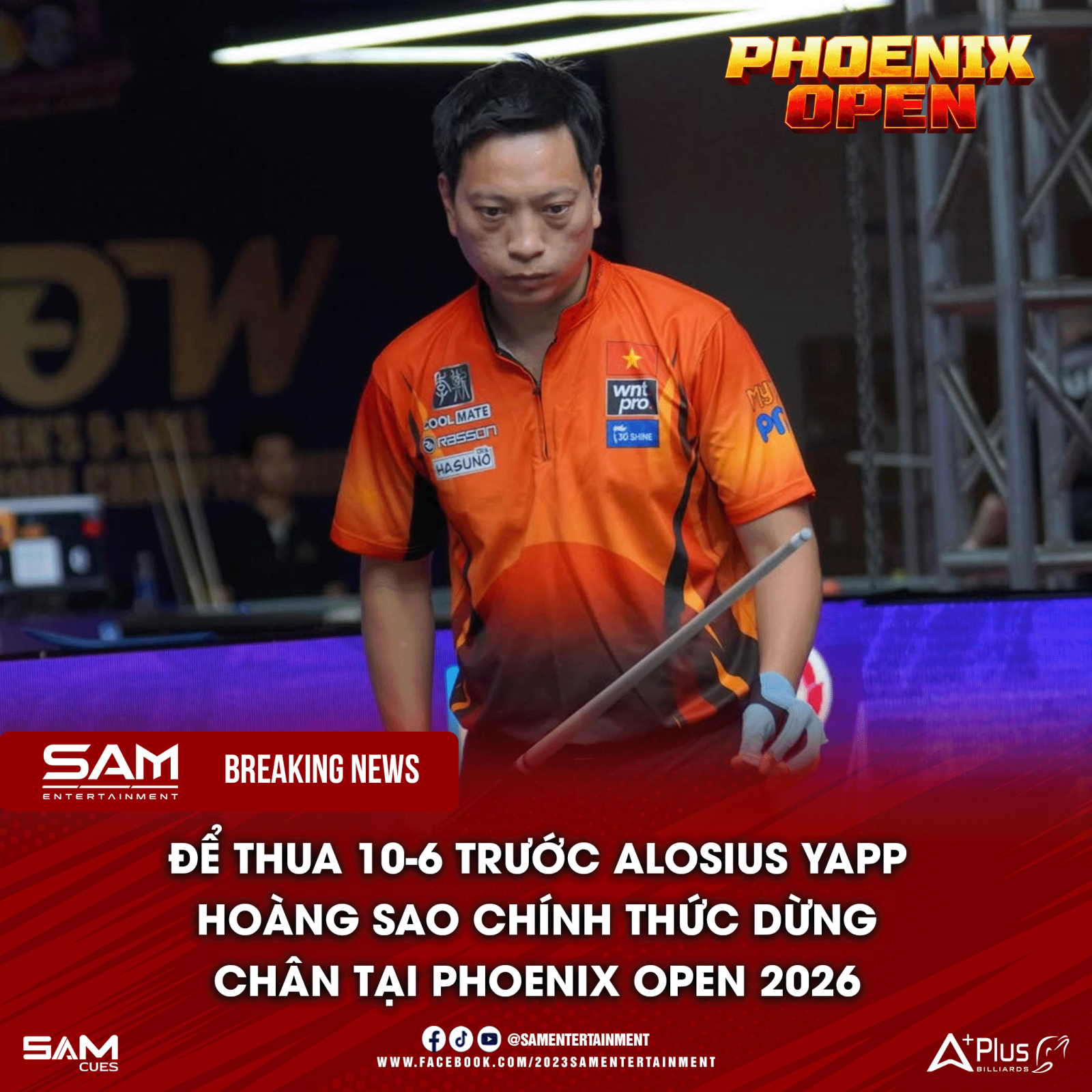 Dương Quốc Hoàng dừng bước tại Last 32 Phoenix Open 2026 sau thất bại trước Aloysius Yapp