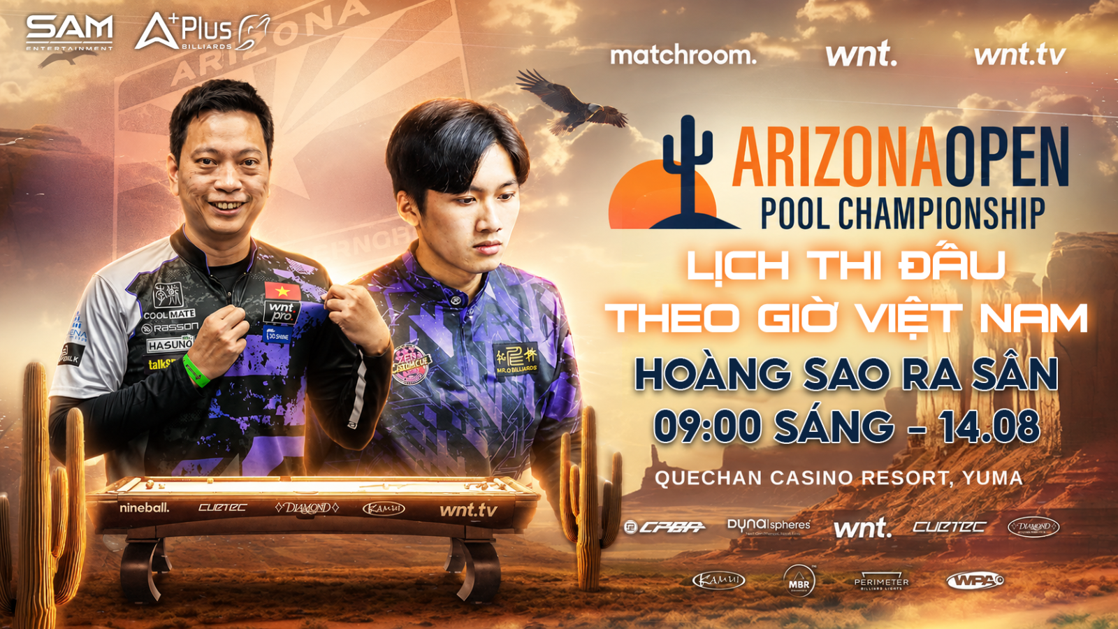Lịch thi đấu Last 128 Arizona Open 2026: Dương Quốc Hoàng ra quân lúc 09:00 ngày 14/08